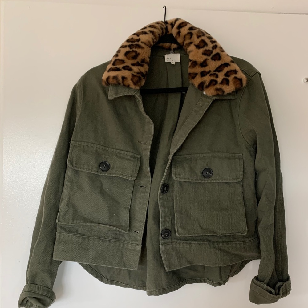 Leopard collar army jacket